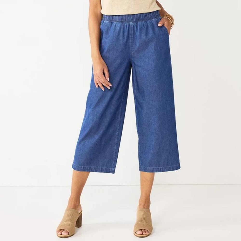 Croft & Barrow Wide Leg Chambray Pants XXL